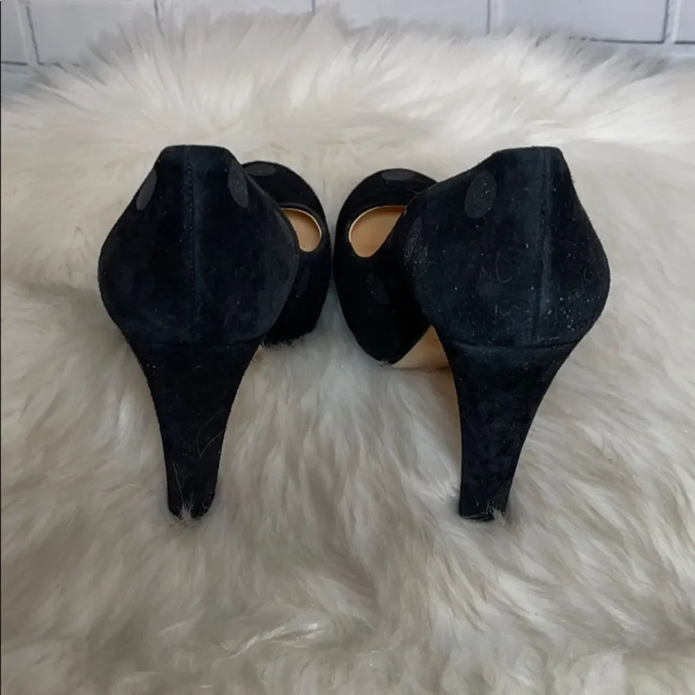 Kate Spade Loire‎ Black Dotted Suede Heels Sz 8